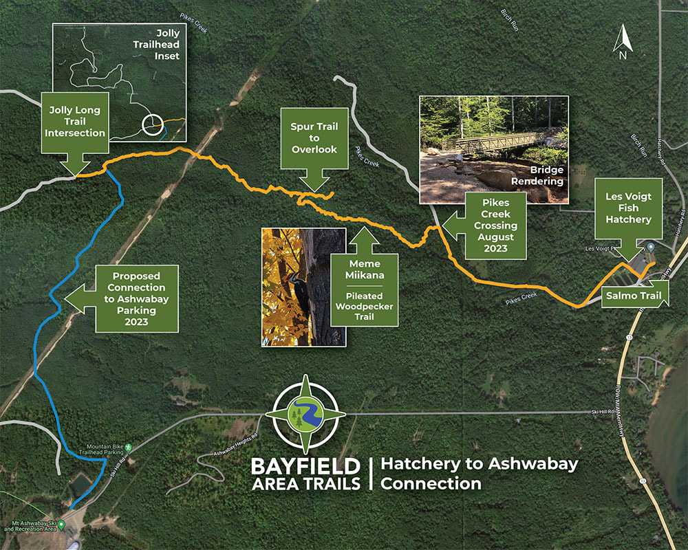 Trail map showing from les Voigt Hatchery to Jolly Long Trail intersection.
