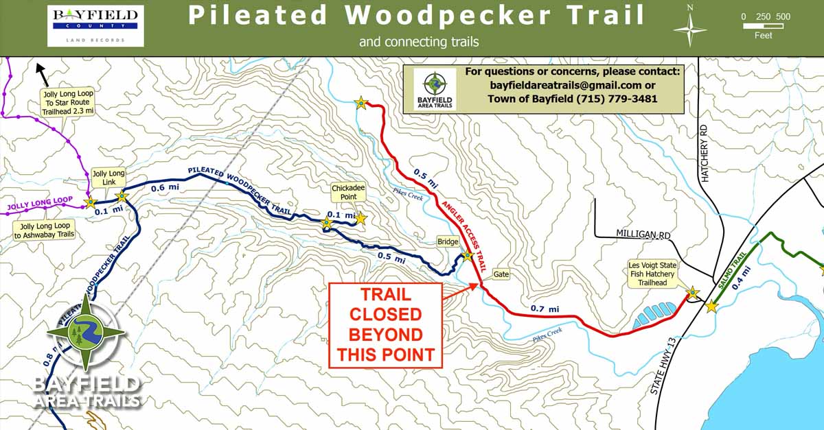 Map showing Pileated Woodpecker access closure location