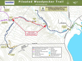 Pileated Woodpecker trail closure map. Click image to enlarge.