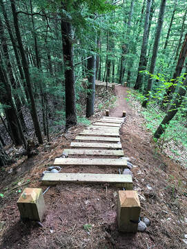 Cable steps under construction at the top of Hemlock Heights.
